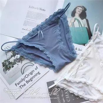 Сексуальное милое женское нижнее белье из ледяного шелка, кружевное милое сексуальное детское нижнее белье One Size белый