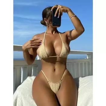 Сексуальное мини-бикини, микро-экстремальный купальник, комплект бикини, летний женский мягкий бразильский стринги, купальный костюм, купальный костюм