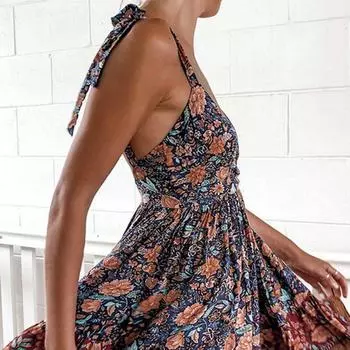 Сексуальное мини-летнее платье с леопардовым принтом на бретельках, женское пляжное платье без рукавов на шнуровке с v-образным вырезом, Vestidos, женское платье с открытой спиной S