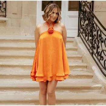 Сексуальное мини-платье с бретелью через шею с цветочным принтом для женщин, пляжные оборки, открытая спина, без рукавов, на молнии, вечерние платья 2024 года, летняя женская клубная одежда для вечеринок XS