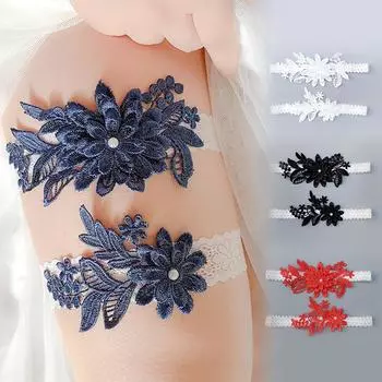 Сексуальное модное женское белье, свадебный пояс с подвязками, аксессуары для косплея для невесты, вечерние аксессуары с бантом, цветочным кружевом, эластичное кольцо для ног, свадебная подвязка для ног