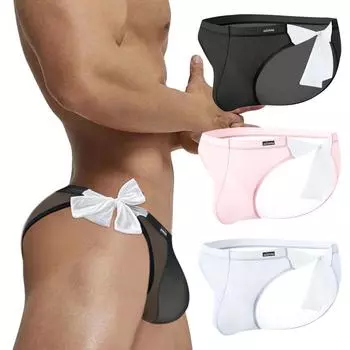 Сексуальное мужское нижнее белье с полыми бандажами, мягкие мужские трусы с низкой талией Ice Silk, прозрачные ультратонкие быстросохнущие мужские U-образные трусы M