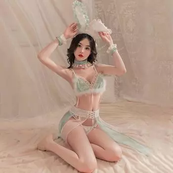 Сексуальное нижнее белье антикварная форма Hanfu Moon Palace Rabbit Guochao соблазнительный бахромчатый плюшевый мягкий милый костюм сказочного кролика average size 80-60kg