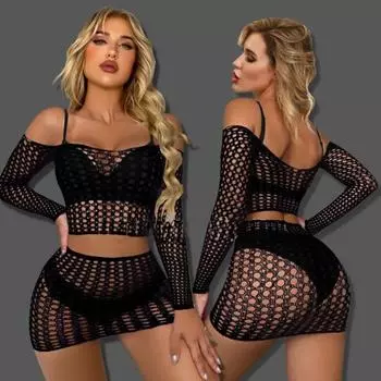Сексуальное нижнее белье без вырезов в сеточку, женское нижнее белье с открытой промежностью, эротическое платье, боди, экзотические платья Babydolls One Size