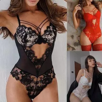 Сексуальное нижнее белье Боди Женское женское женское бельё с бретельками и вырезом, эротическое вышитое нижнее белье с повязками Чувственное женское белье S
