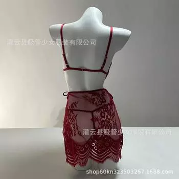 Сексуальное нижнее белье большого размера, кружевное, с вырезом халтер, на тонких бретелях, прозрачное, тонкое, с полым узором 0 average size 80-60kg