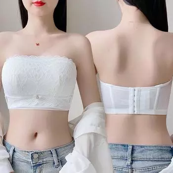 Сексуальное нижнее белье большого размера без бретелек для женщин с большой грудью, собранное, нескользящее, невидимое бюстье, обтянутое спиной, бюстгальтер с открытой спиной 34/75B чёрный