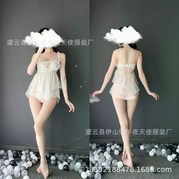 Сексуальное нижнее белье большого размера юбка на подтяжках женская кружевная Sao прозрачная соблазнительная сексуальная пижама ночная рубашка комплект сетка 1343 one size fits all