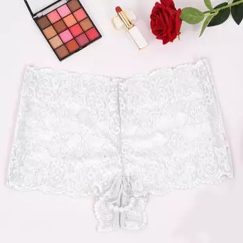 Сексуальное нижнее белье большого размера, черные трусики-цепочки с бусинами, подтяжка бедер, сексуальное искушение, прозрачные трусы-боксеры 1XL