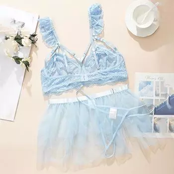 Сексуальное нижнее белье большого размера с тремя точками и сексуальным прозрачным кружевным комплектом 1XL