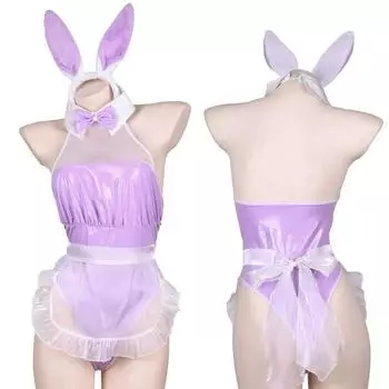 Сексуальное нижнее белье Bunny Girl Косплей Костюмы из искусственной кожи Цельный боди Mai Sakurajima Кролик Костюм Kawaii Уши Аниме Горничная Костюм One Size