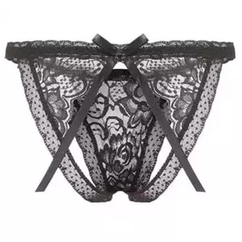 Сексуальное нижнее белье Черные трусики для экстремального кружевного нижнего белья [BAOQISHAN] Стринги женские, Белье, Дырочки, Прозрачные, Трусики для демонстрации, Женские, Милые, (черный)