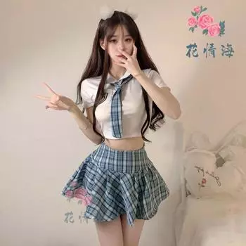 Сексуальное нижнее белье чистая клетка студенческая одежда соблазн страсть ролевая игра волосы One Size
