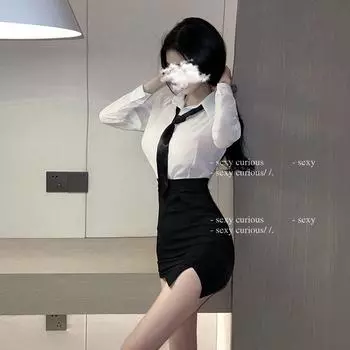 Сексуальное нижнее белье чистое студенческое облегающее белье горничная секретарша униформа соблазнительная рубашка костюм страсть дразнить часть нижнего белья One size