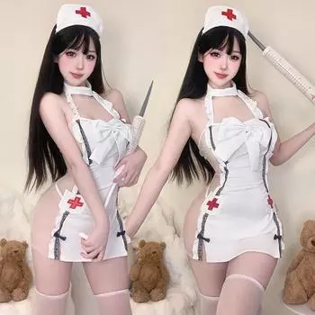 Сексуальное нижнее белье чистое желание медсестра униформа соблазнение пижама показать большой не брать комплект пижамы average size 80-120