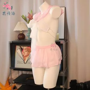 Сексуальное нижнее белье чистое желание ветер чистая школьница сетчатое на шнуровке платье с разрезом сексуальная одежда для страсти one size