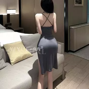 Сексуальное нижнее белье чистое желание сексуальное длинное платье женское с высоким разрезом вилка горячая униформа для ночного клуба искушение костюм принадлежности one size fits all