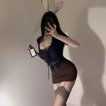 Сексуальное нижнее белье чистое желание униформа соблазнение кролик cos сексуальный секретарь OL набедренная повязка косплей страсть костюм one size fits all