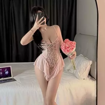 Сексуальное нижнее белье цветочное сексуальное нижнее белье чистое желание элегантный подвязочный пояс вышитый боди облегающее собирающее платье One size fits all [80-60kg]
