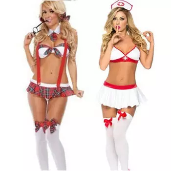 Сексуальное нижнее белье для девочек, униформа медсестры, костюм на подтяжках, Хэллоуин, косплей, нарядное платье
