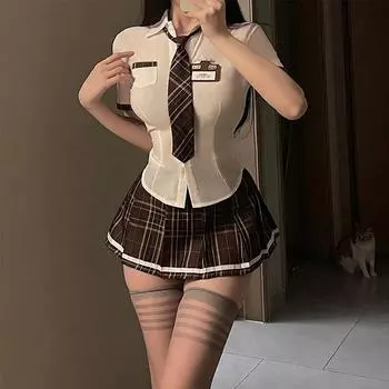 Сексуальное нижнее белье для косплея школьницы, женские костюмы, студенческая форма, плиссированная мини-юбка для ролевых игр, сексуальная озорная одежда M