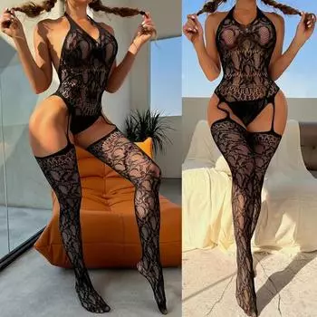 сексуальное нижнее белье для взрослых 18+ женщин нижнее белье Эротическое пижамное белье Секс Одежда Боди Прозрачный костюм Черный горячий чулок для тела One Size