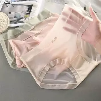 Сексуальное нижнее белье для женщин, бесшовные трусики из ледяного шелка, женские трусики-бикини, легкие дерзкие женские трусы, нижнее белье M розовый