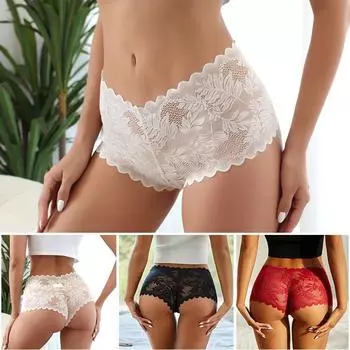 Сексуальное нижнее белье для женщин, шорты с v-образной талией, женское нижнее белье, легкие мягкие кружевные трусики с высокой талией, нижнее белье, трусики M