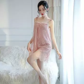 Сексуальное нижнее белье Домашнее будуарное искушение кружево Fat MM Большой размер для беременных подтяжки пижама ночная рубашка комплект One Size розовый