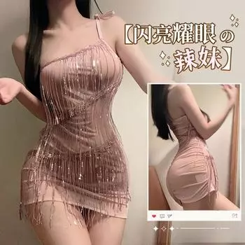 Сексуальное нижнее белье Domila, сексуальная женская прозрачная юбка с бахромой и пайетками, облегающая бедра, чистое желание, искушение, униформа, пижамный комплект average size [80-60 kg]