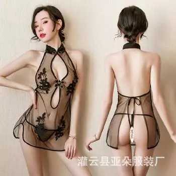 Сексуальное нижнее белье дразнящее кружево разрез униформа ночь три часа сетка женская перспектива классический вышитый набор ципао one size fits all