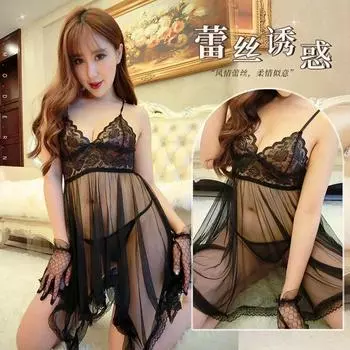 Сексуальное нижнее белье Европейский и американский сексуальный соблазнительный костюм Женский прозрачный слинг большого размера Кружевная сетка большого размера M
