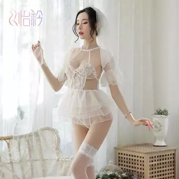 Сексуальное нижнее белье, фата, пышная юбка принцессы, вышитая, сексуальная ночная рубашка, комплект оптом 5509 One size