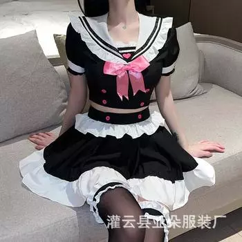 Сексуальное нижнее белье, форма горничной, дразнящая одежда, кружевной костюм, милая, без страсти, соблазнительная пижама - average size