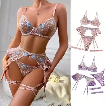 Сексуальное нижнее белье Gathers Sexy Deep V Bow Боковой разрез Slim Fiting Suspender Nightgown L