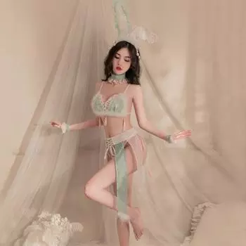 Сексуальное нижнее белье Hanfu Moon Palace Rabbit Праздник середины осени униформа соблазнительный бахромой плюшевый мягкий милый сказочный кролик костюм average size