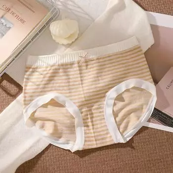 Сексуальное нижнее белье из хлопка с высокой эластичной нитью в полоску, простые женские трусы в темно-синем стиле one size шампанского