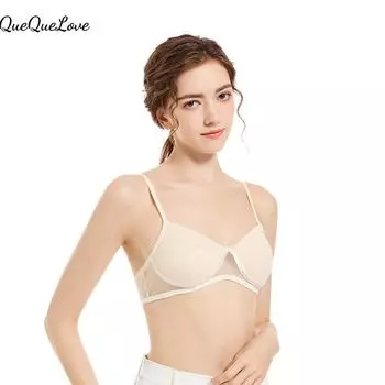 Сексуальное нижнее белье из однотонной сетки для женщин без косточек, тонкий, приятный для кожи, удобный, дышащий, с эффектом пуш-ап, для маленькой груди S