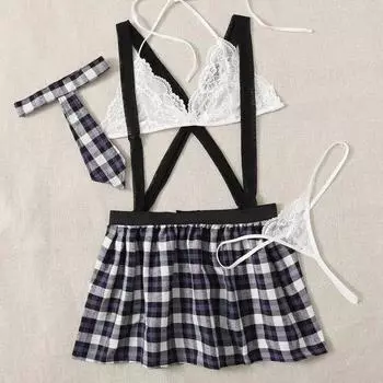 Сексуальное нижнее белье клетчатая юбка многокомпонентная униформа студенческая одежда популярная одежда больших размеров XS