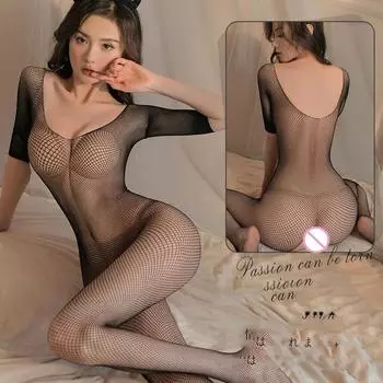 Сексуальное нижнее белье Комбинезон из сетки с глубоким V-образным вырезом, обнаженная грудь 18 модное женское нижнее белье Сексуально открытая промежность xxx Секс-шоп One Size