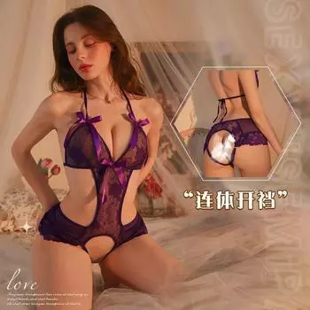 Сексуальное нижнее белье кружевное боди сексуальное с открытой промежностью свободное искушение маленькая грудь униформа для постели пижама женщина average size