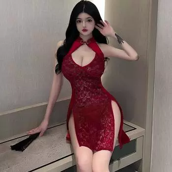 Сексуальное нижнее белье, кружевное чонсам, униформа с открытой спиной, соблазн, страсть в постели, сексуальная пижама, бесплатная оптовая продажа, одна единица отправляется от имени других. One Size