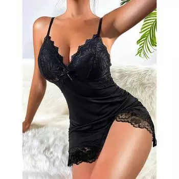 Сексуальное нижнее белье кружевное платье-пижама и стринги S