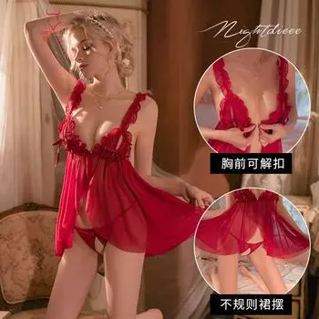 Сексуальное нижнее белье кружево чистое желание спереди пряжка сетка пряжа перспектива открытый шаг подтяжки большой размер ночная рубашка свободный комплект 1875 .