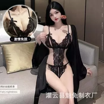 Сексуальное нижнее белье кружево открытая промежность свободный комбинезон сексуальное искушение униформа перспектива полая пижама 1648 one size fits all