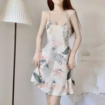 Сексуальное нижнее белье, летняя пижама, тонкая, с подкладками для груди, пижама с подвязками, сексуальная кружевная пижама, корейская версия, домашняя одежда One Size