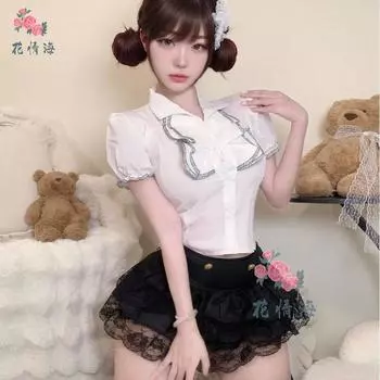 Сексуальное нижнее белье милая девушка сладкий оборчатый край рукава-пузыри соблазн страсть балет без фото One size