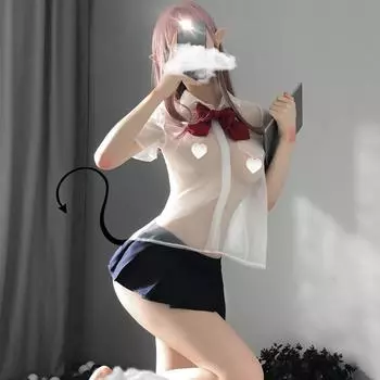 Сексуальное нижнее белье, милая студенческая форма в студенческом стиле, прозрачный костюм искушения One size