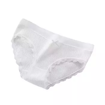 Сексуальное нижнее белье, милое нижнее белье, корейское простое нижнее белье, женское нижнее белье с кружевной кромкой, дышащее нижнее белье со средней талией M слоновая кость