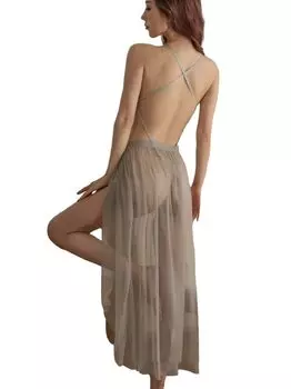 Сексуальное нижнее белье, нижнее белье, ночное белье, цельный комплект X028 [Agnel x] Прозрачный женский (Светло-серый, Свободный)